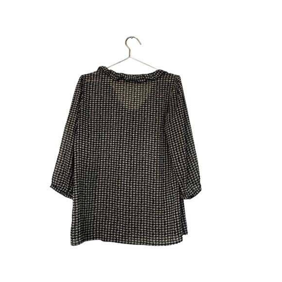 Gap factory ruffle front Houndstooth blouse size medium semi sheer - Picture 5 of 5